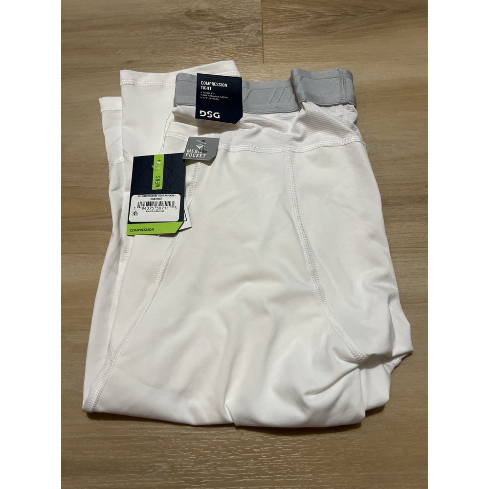 NWT DSG Men's 3/4 Compression Tight Fit Base Layer Pure White Large Polyester